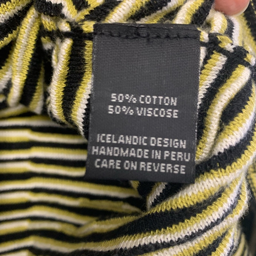 M&M's Women's Striped Crew Neck Sweater-Black and Yellow,Cozy,Elegant,Different😀 - Picture 3 of 6